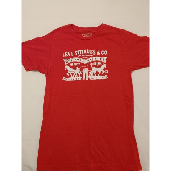 Levis Strauss & Co. Tee Shirt Adult Size Small Red White Graphics - Picture 1 of 5